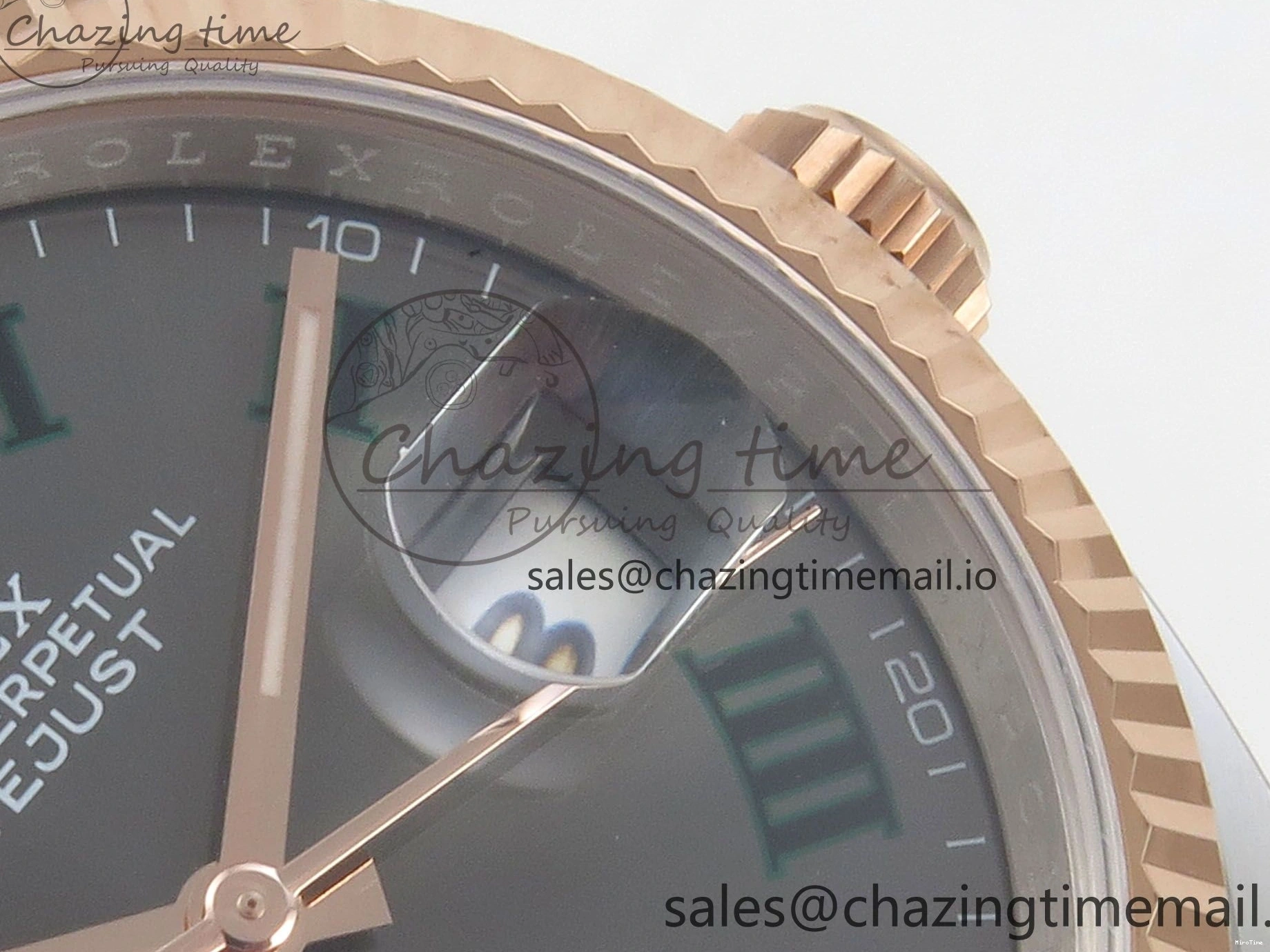 MiroTime 0407 DateJust 36 SS RG ARF 1:1 Best Edition 904L Steel Gray Dial Green Roman on Oyster Bracelet SH Affordable 73
